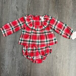 Cat & Jack Red and Green Plaid Top and Bloomers
